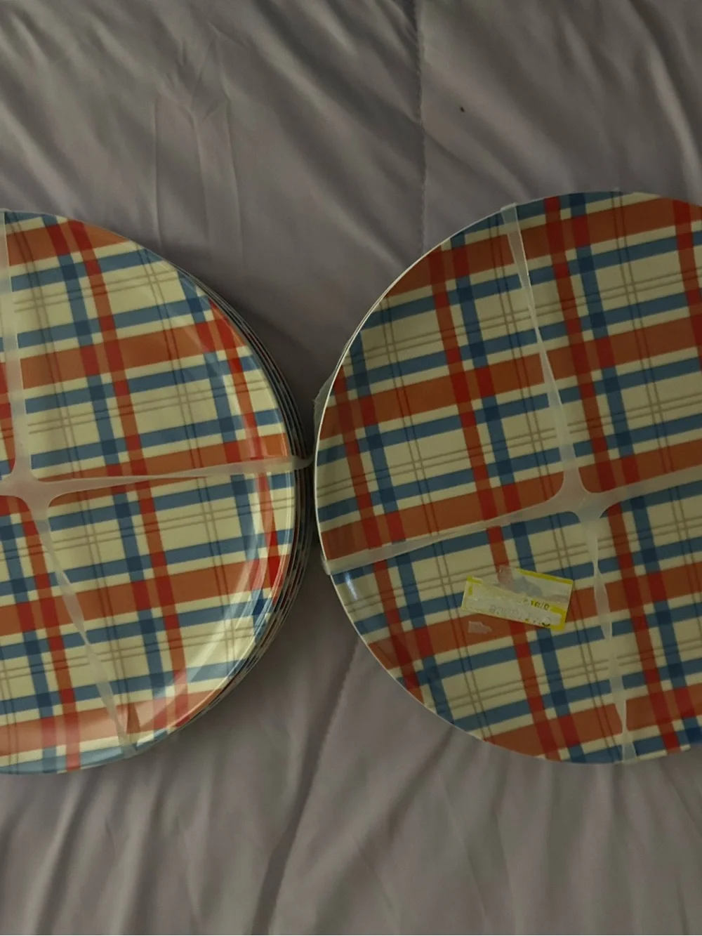 Plaid Ceramic Dinner Plates - Red, Blue & Cream 2 packs of 6 plates